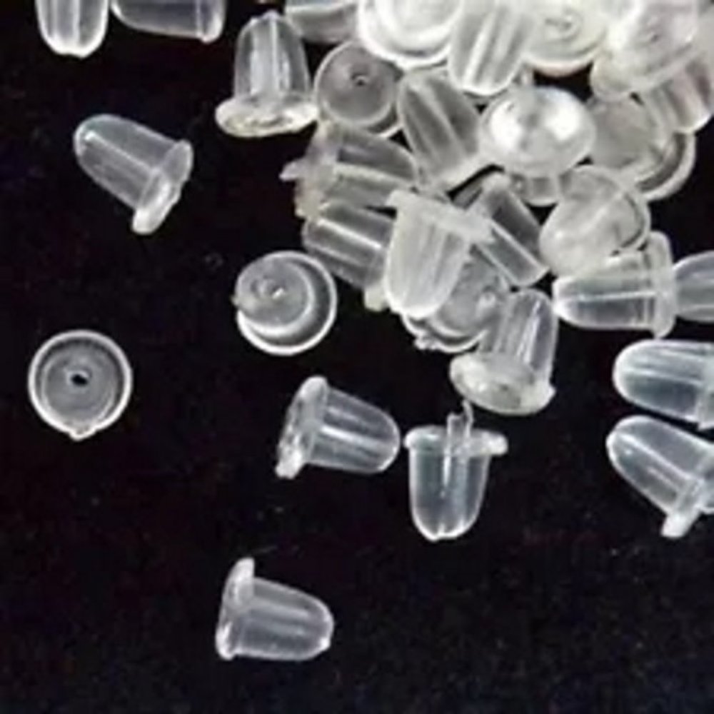 Soft Rubber Earring Backs - Clear Bell-Shaped (200)